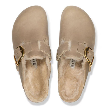 W Boston Big Buckle Shearling Oiled Leather Tobacco