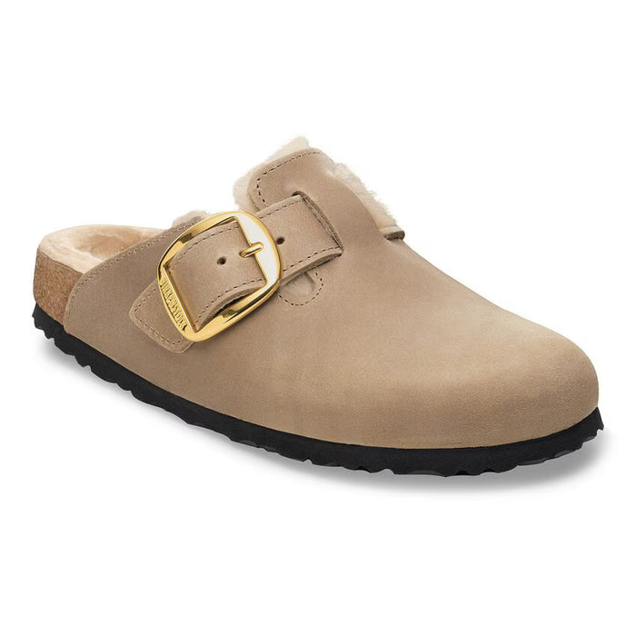 W Boston Big Buckle Shearling Oiled Leather Tobacco
