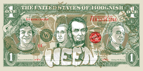 Ween Broomfield 2016 Gold Variant by Tyler Stout, 24" x 12" Screen Print
