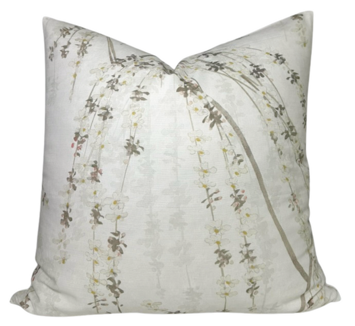 Weeping Blossom Pillow Cover in Beige, Thibaut Pillows