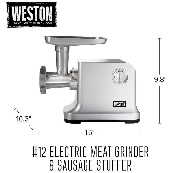 WESTON 33-1301-W #12 Electric Meat Grinder & Sausage Stuffer