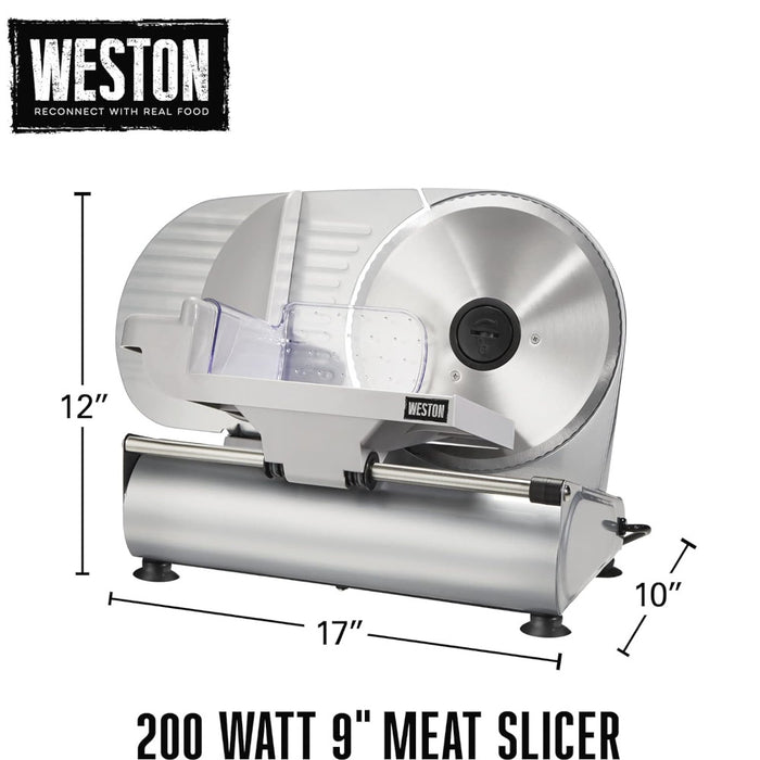 WESTON 61-0901-W Heavy Duty 9" Food Slicer - Refurbished with Home Essentials Warranty