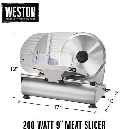 WESTON 61-0901-W Heavy Duty 9" Food Slicer - Refurbished with Home Essentials Warranty