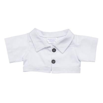 White cropped polo shirt with buttons on a white background