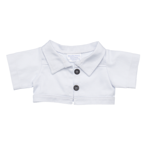 White cropped polo shirt with buttons on a white background