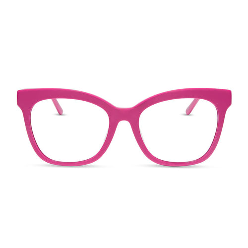 diff eyewear featuring the winston cat eye glasses with a bright pink frame front view