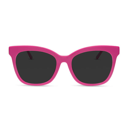 diff eyewear featuring the winston cat eye prescription sunglasses with a bright pink frame front view