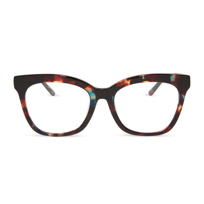 diff eyewear featuring the winston square prescription glasses with a confetti tortoise frame front view