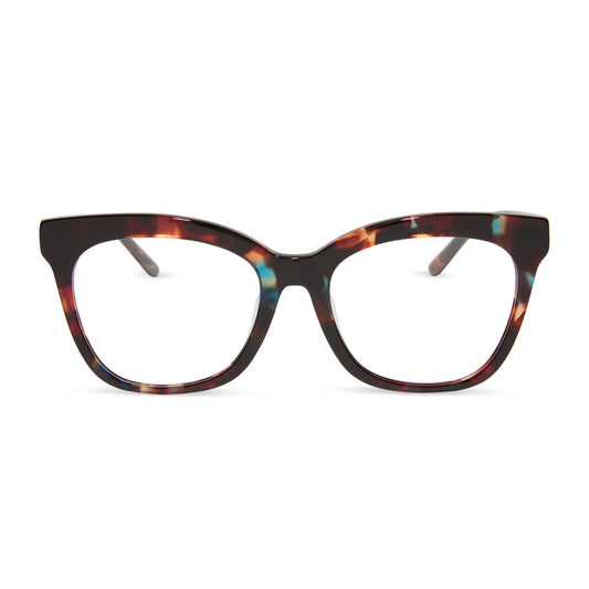 diff eyewear featuring the winston square prescription glasses with a confetti tortoise frame front view