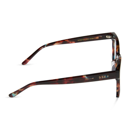 diff eyewear featuring the winston square prescription glasses with a confetti tortoise frame side view