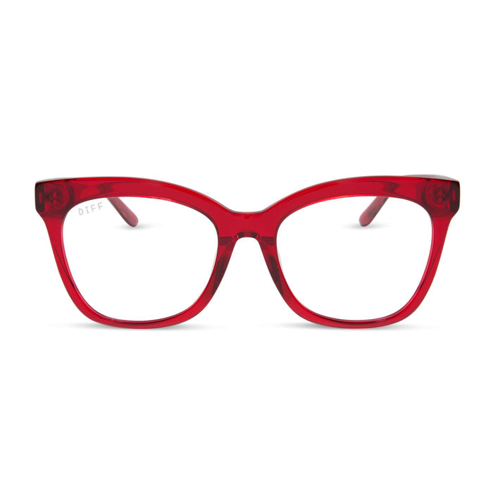diff eyewear featuring the winston square prescription glasses with a red hot summer frame front view