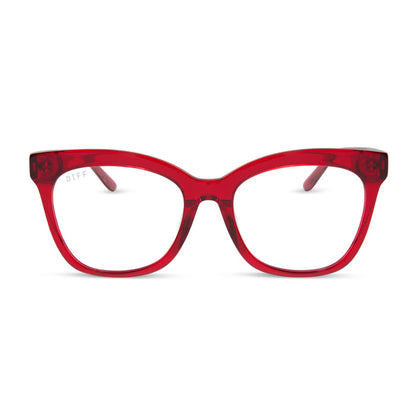 diff eyewear featuring the winston square prescription glasses with a red hot summer frame front view