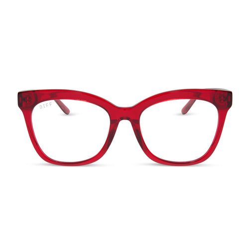 diff eyewear featuring the winston square prescription glasses with a red hot summer frame front view