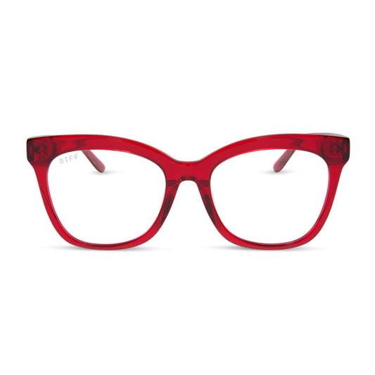 diff eyewear featuring the winston square prescription glasses with a red hot summer frame front view