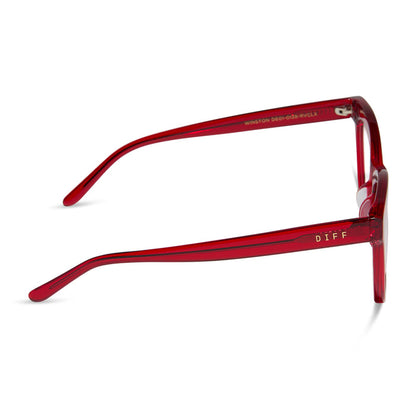 diff eyewear featuring the winston square prescription glasses with a red hot summer frame side view