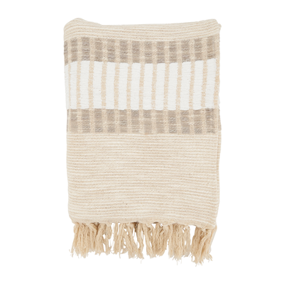WOVEN STRIPED THROW NATURAL 50X60