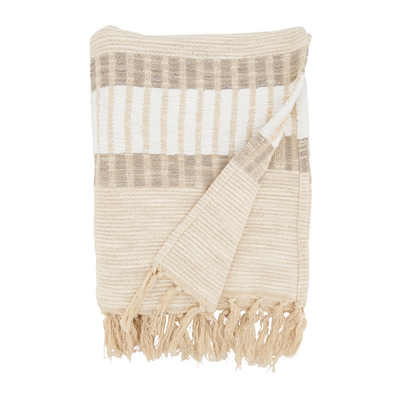 WOVEN STRIPED THROW NATURAL 50X60