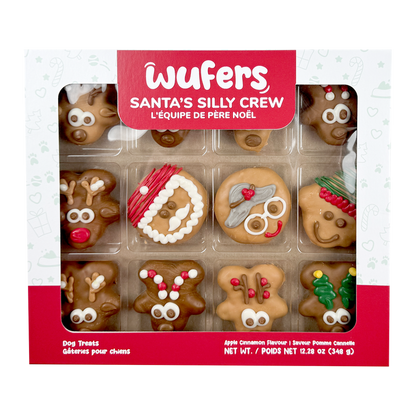 Wufers 12-Day Advent for Dogs | Giftable Santa's Silly Crew Cookie Box (12pk)