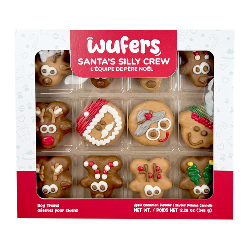Wufers 12-Day Advent for Dogs | Giftable Santa's Silly Crew Cookie Box (12pk)