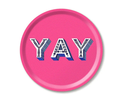 YAY BRIGHT PINK ROUND TRAY