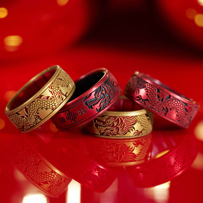 Etched Year of the Dragon Silicone Ring - Year of the Dragon Gold
