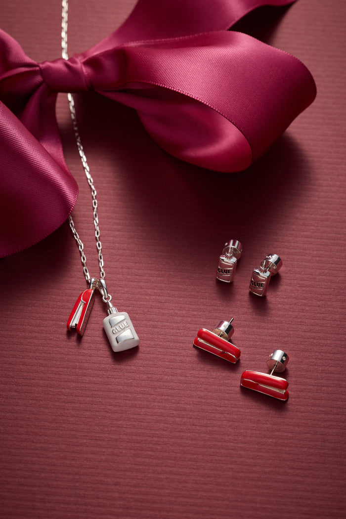 'You Are The Glue Holding Us All Together' Glue & Stapler Charm Necklace