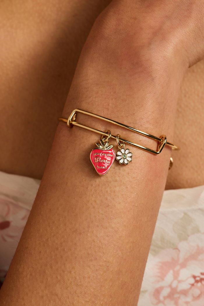 'You're The Berry Best' Strawberry Charm Bangle