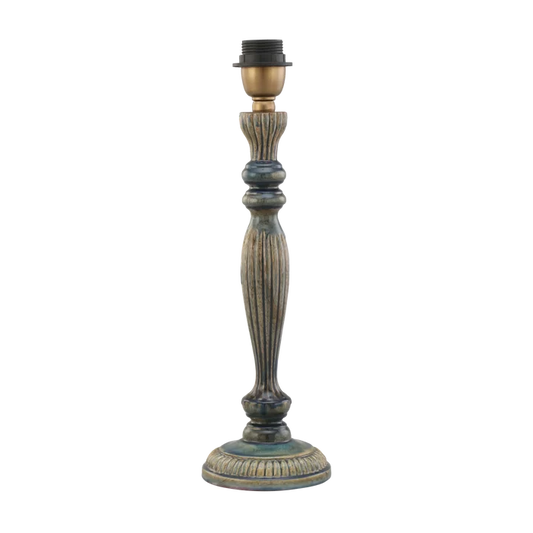 Zarina Meena Teal Blue Wooden Table Lamp Base 13x13x36cm