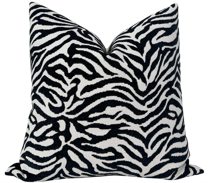 Zebra Noir Woven Pillow Cover
