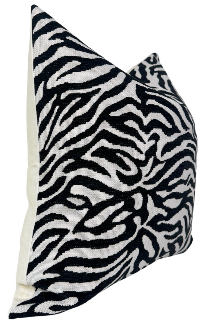 Zebra Noir Woven Pillow Cover