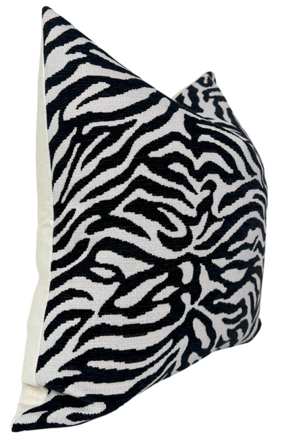 Zebra Noir Woven Pillow Cover
