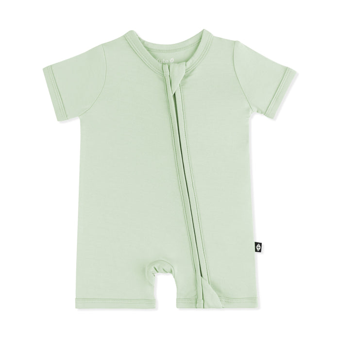 Product photo of the Zipper Shortall Romper in Basil