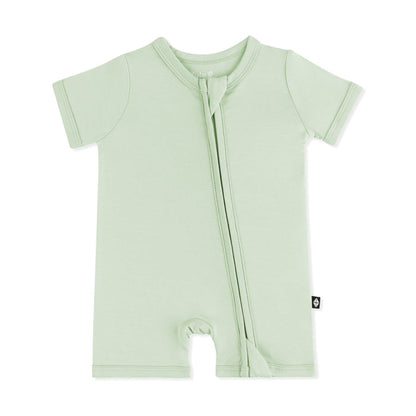 Product photo of the Zipper Shortall Romper in Basil