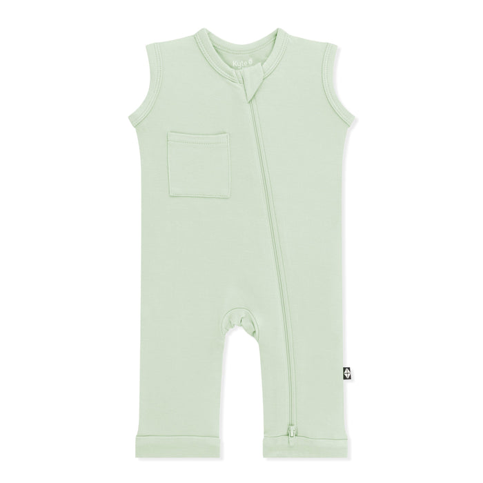 Product photo of the Zippered Sleeveless Romper in Basil