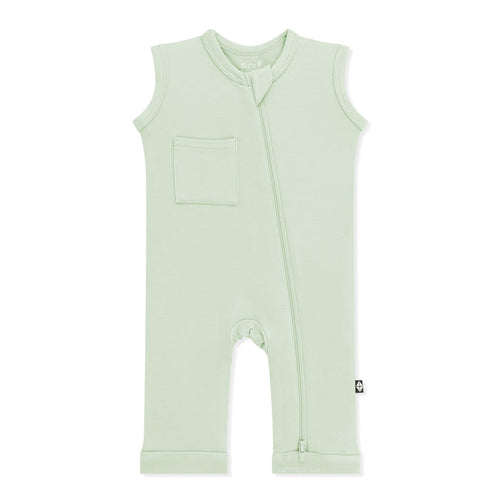 Product photo of the Zippered Sleeveless Romper in Basil