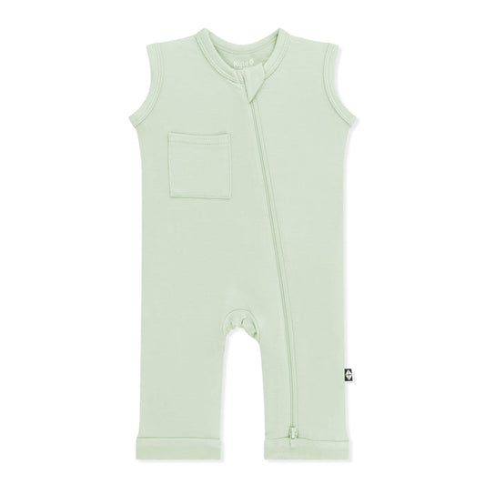 Product photo of the Zippered Sleeveless Romper in Basil