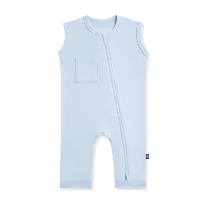 Product photo of the Zippered Sleeveless Romper in Breeze