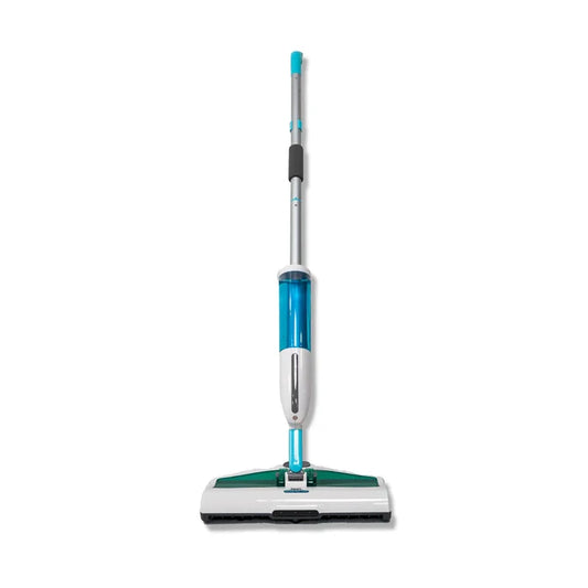 Mop with a blue handle on a white background